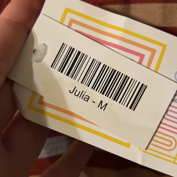 NWT Lularoe Julia dress in burgundy/tan/gray stripe. Size M. - Picture 4 of 6